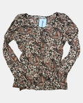 Brown Flowy Tie-Up Long Sleeve