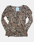 Brown Flowy Tie-Up Long Sleeve
