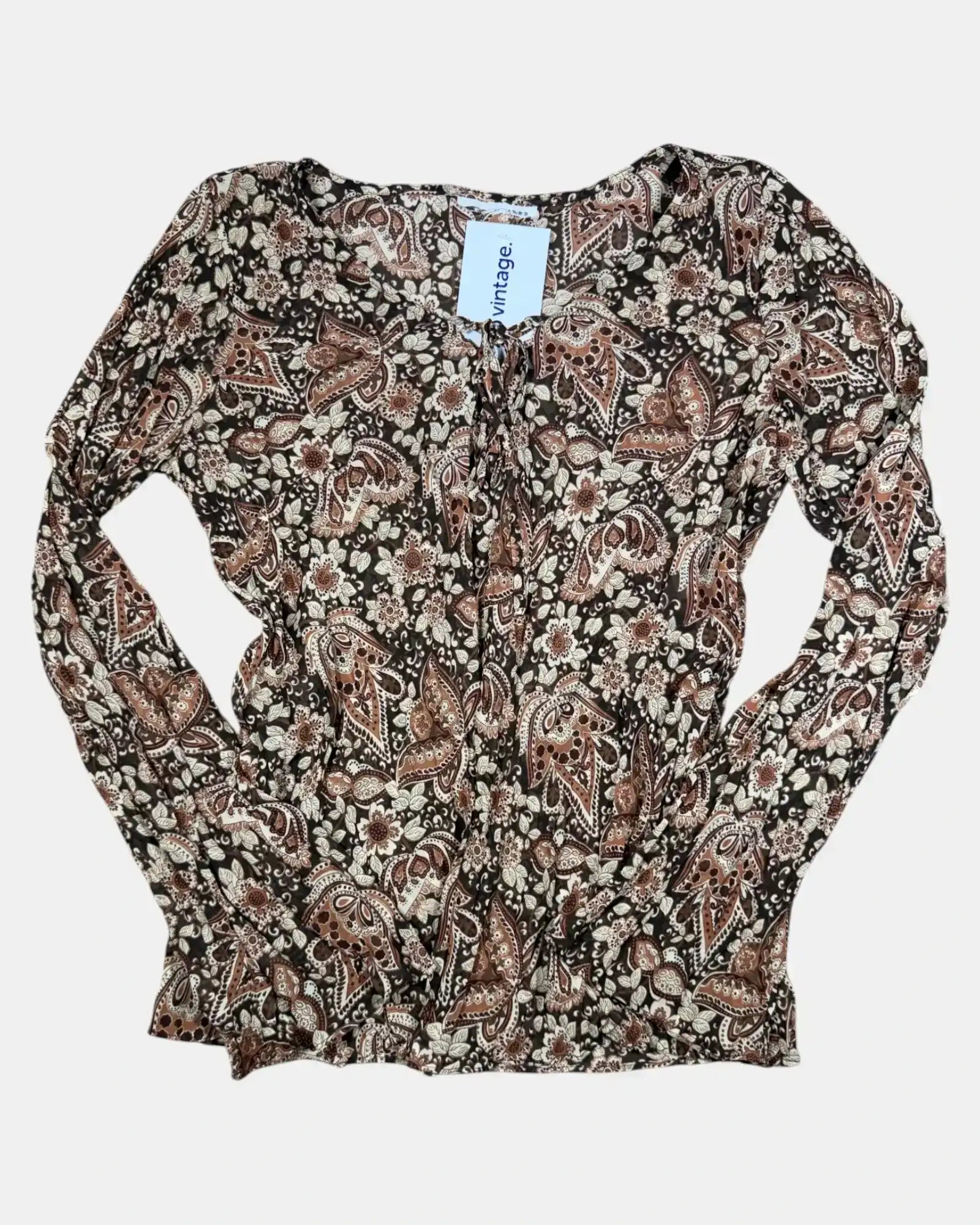 Brown Flowy Tie-Up Long Sleeve
