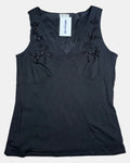 Black Beaded 2000s Mesh Top | Size 16