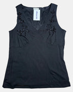 Black Beaded 2000s Mesh Top | Size 16