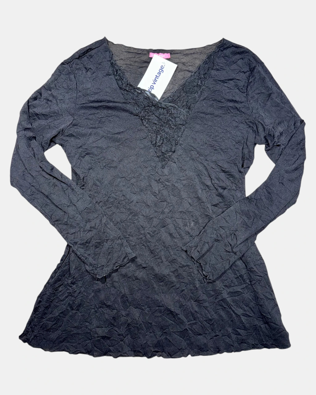 Black Mesh Long Sleeve Top | Size L