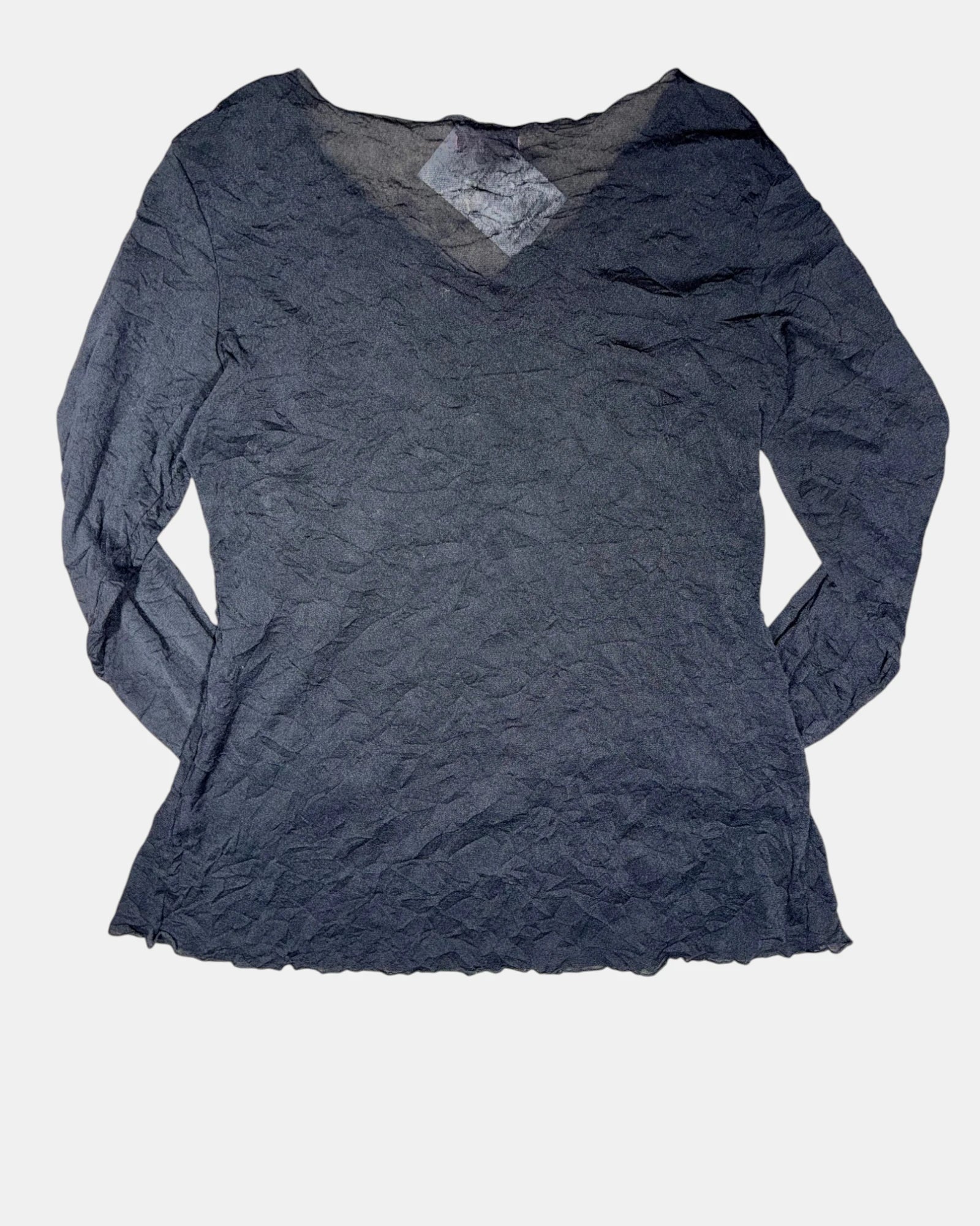 Black Mesh Long Sleeve Top | Size L