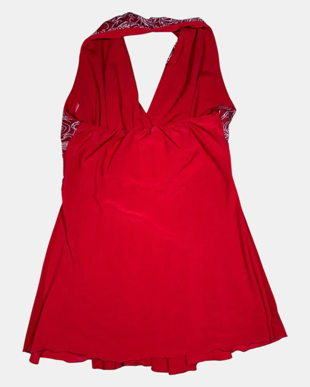 Red Halter Neck Top with Floral Pattern