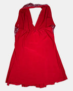Red Halter Neck Top with Floral Pattern