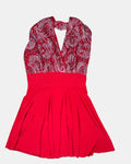 Red Halter Neck Top with Floral Pattern