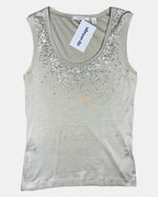 Green Beaded Singlet Top