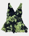 Green & Black Flowy Sleeveless Top | Estimated Size 18-24