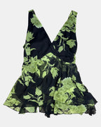 Green & Black Flowy Sleeveless Top | Estimated Size 18-24