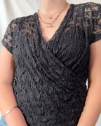 Black Mesh Wrap Top
