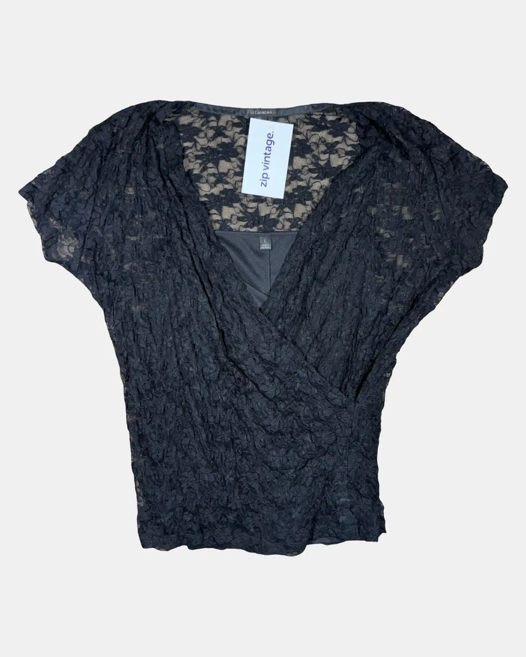 Black Mesh Wrap Top