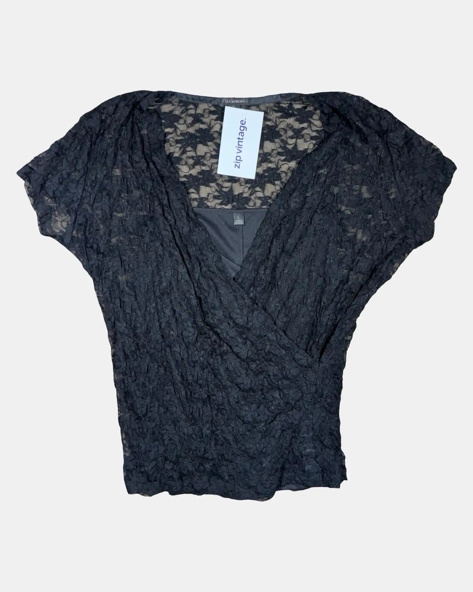 Black Mesh Wrap Top