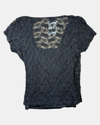Black Mesh Wrap Top