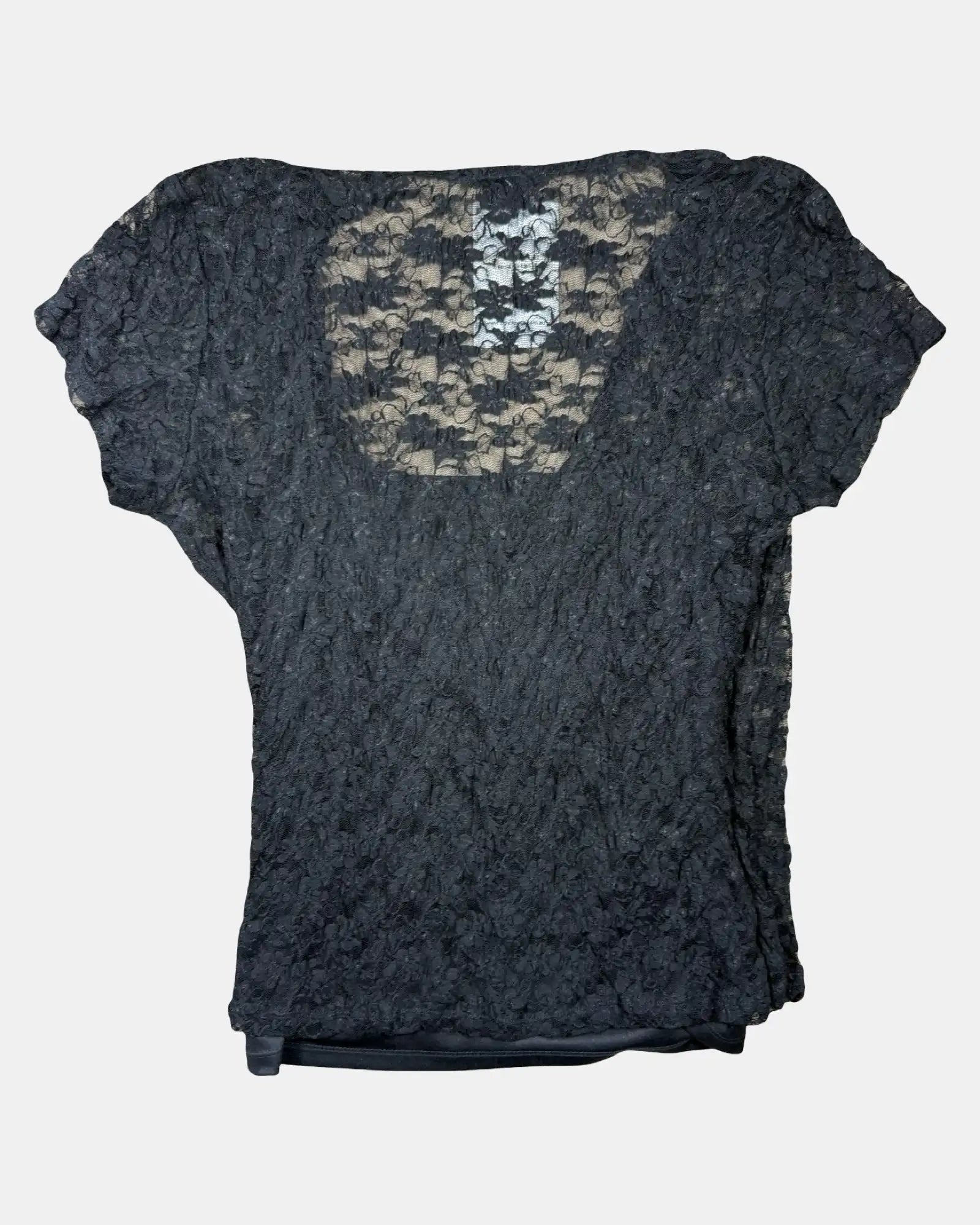 Black Mesh Wrap Top
