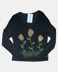 Black Beaded Flower Long Sleeve