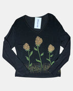 Black Beaded Flower Long Sleeve