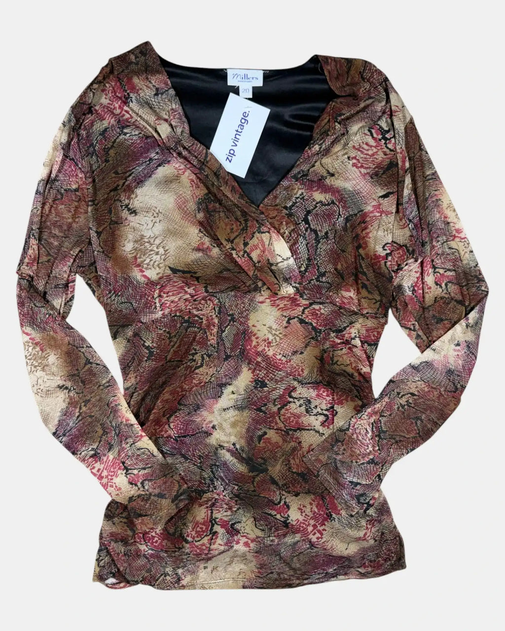 Red Black & Brown Mesh Wrap Top