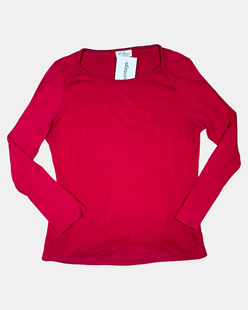 Red Long Sleeve Top with Black Trim