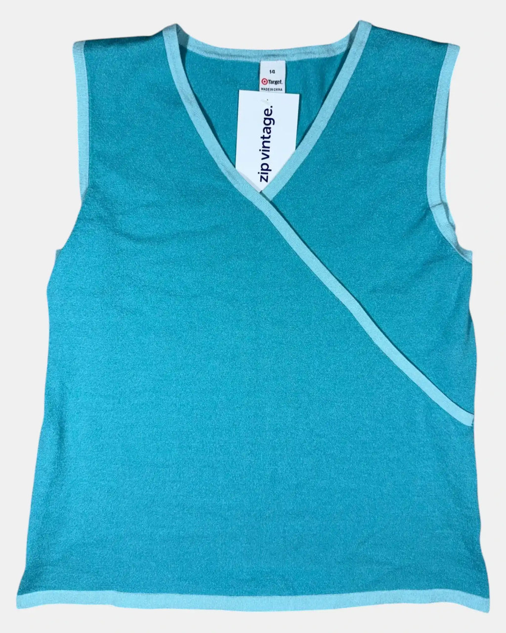 Blue Wrap Tank with Light Blue Trim