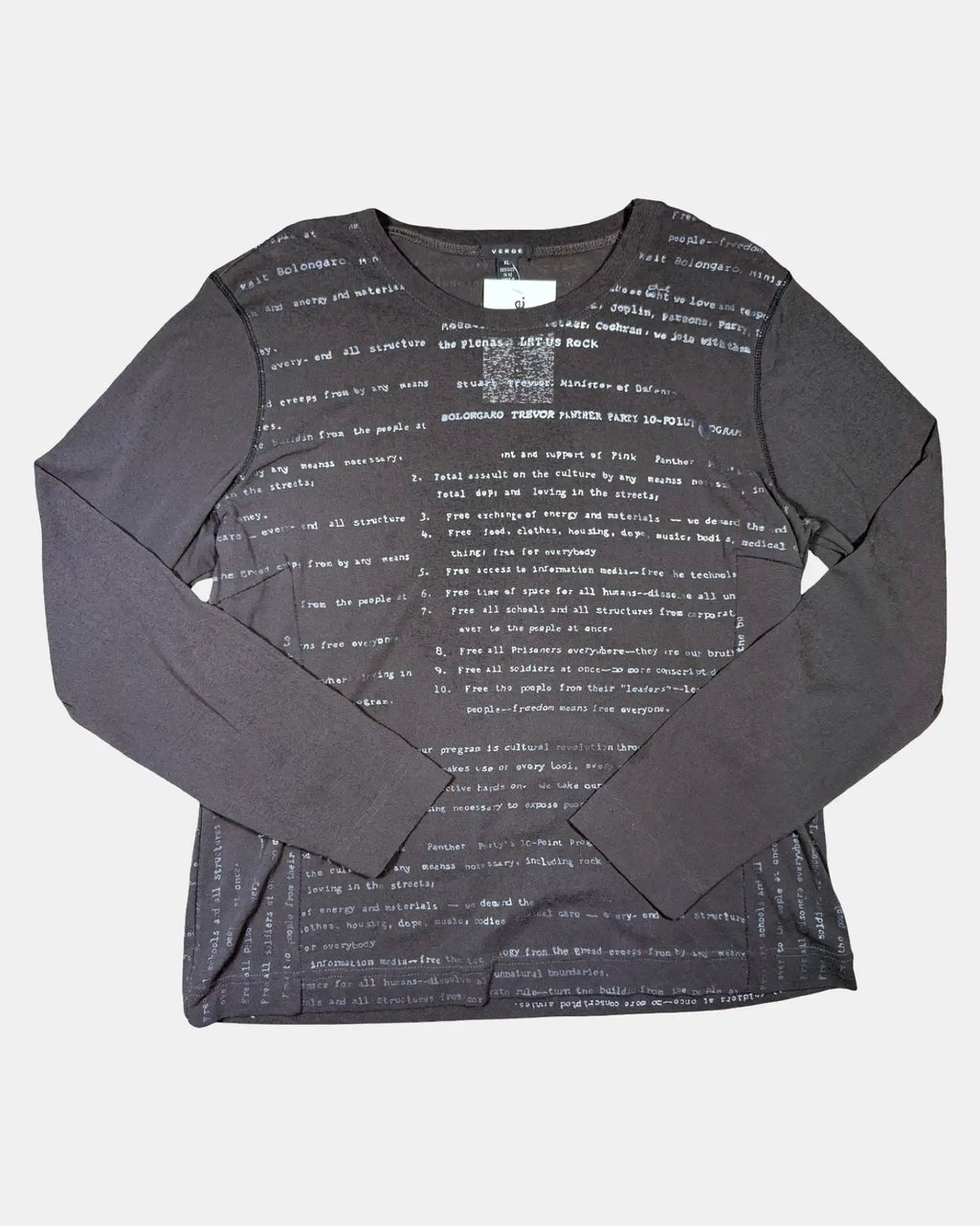 Brown Mesh Writing Top