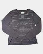 Brown Mesh Writing Top