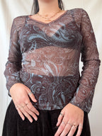 Blue & Brown Mesh Long Sleeve | Size M