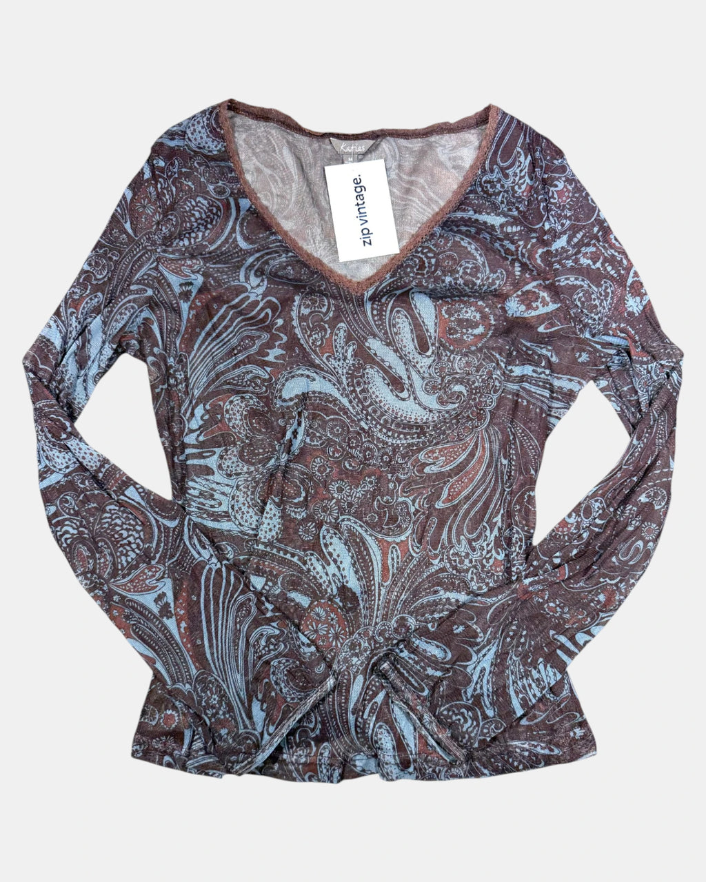 Blue & Brown Mesh Long Sleeve | Size M