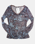 Blue & Brown Mesh Long Sleeve | Size M