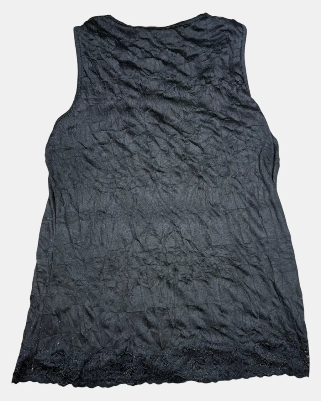 Short Sleeve Black Tank Top with Mesh Neckline