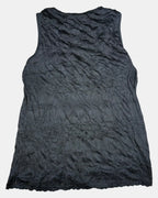 Short Sleeve Black Tank Top with Mesh Neckline