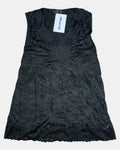 Short Sleeve Black Tank Top with Mesh Neckline
