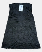 Short Sleeve Black Tank Top with Mesh Neckline