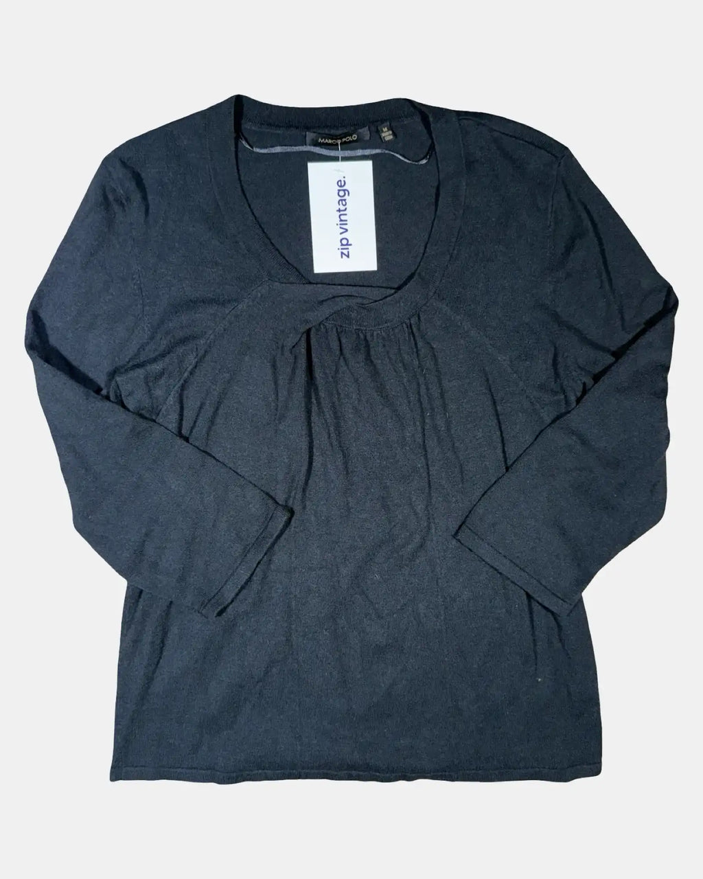 Black Long Sleeve Knit with Twist Neck