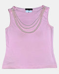 Pink Tank Top with String of Beads