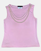 Pink Tank Top with String of Beads