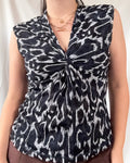 Black & Blue Leopard Print Mesh Top