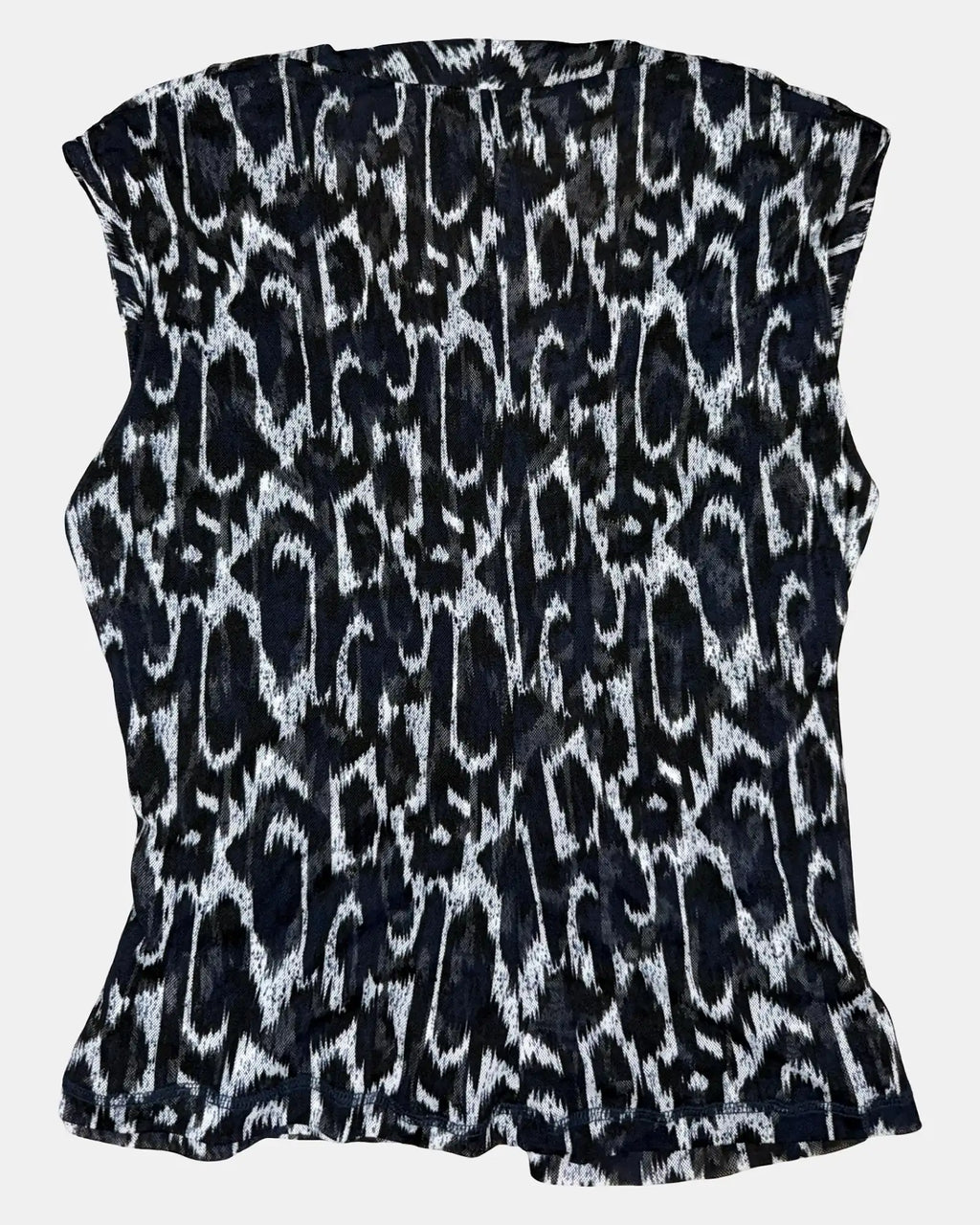Black & Blue Leopard Print Mesh Top