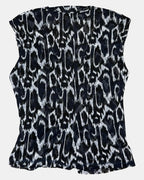 Black & Blue Leopard Print Mesh Top