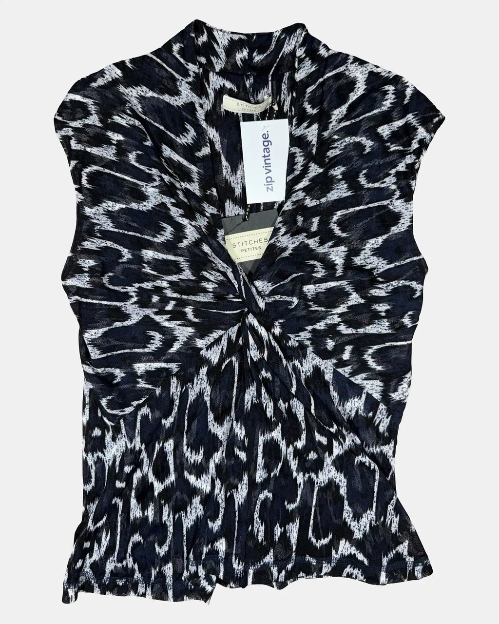 Black & Blue Leopard Print Mesh Top