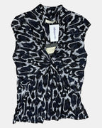 Black & Blue Leopard Print Mesh Top