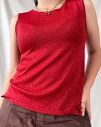 Red Mesh Sparkly Tank Top