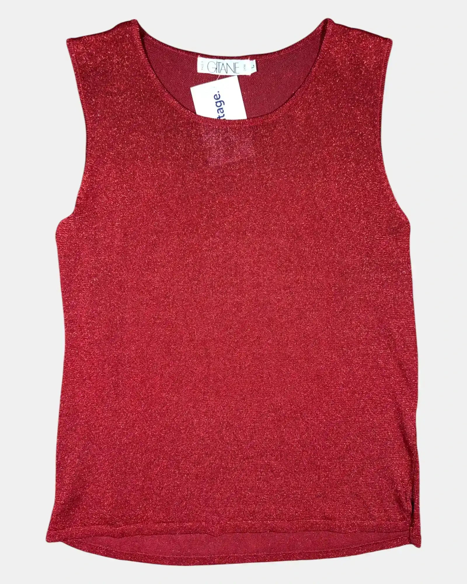 Red Mesh Sparkly Tank Top