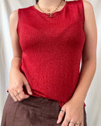 Red Mesh Sparkly Tank Top