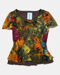 Brown Red & Orange Sheer Top | Estimated size M