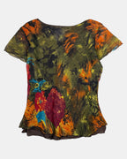Brown Red & Orange Sheer Top | Estimated size M