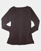 Brown Mesh Long Sleeve Top with Flower Details