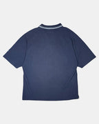 Blue Ribbed Dunlop Polo Top with Light Blue Detail