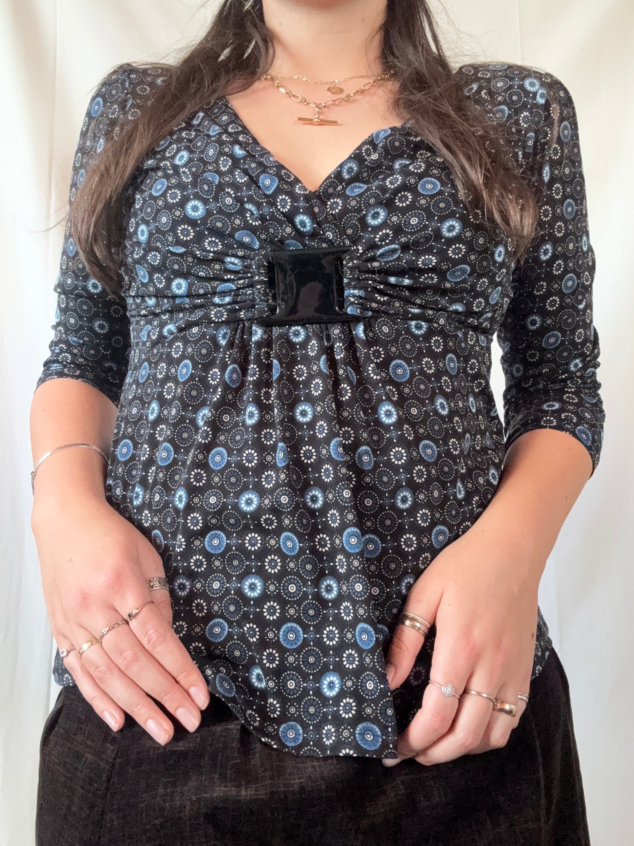 Blue & Black 90s Long Sleeve with Buckle | Size L
