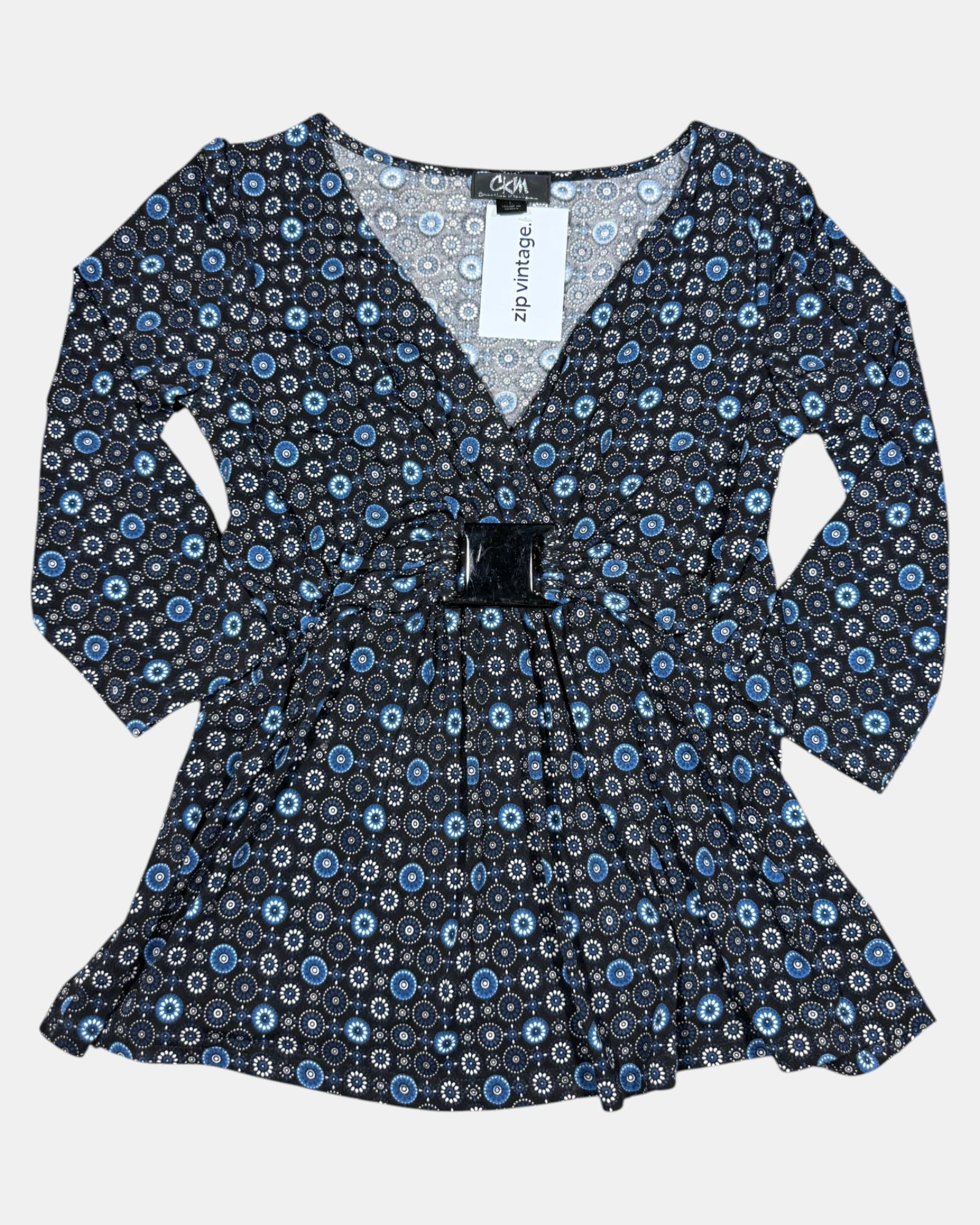 Blue & Black 90s Long Sleeve with Buckle | Size L