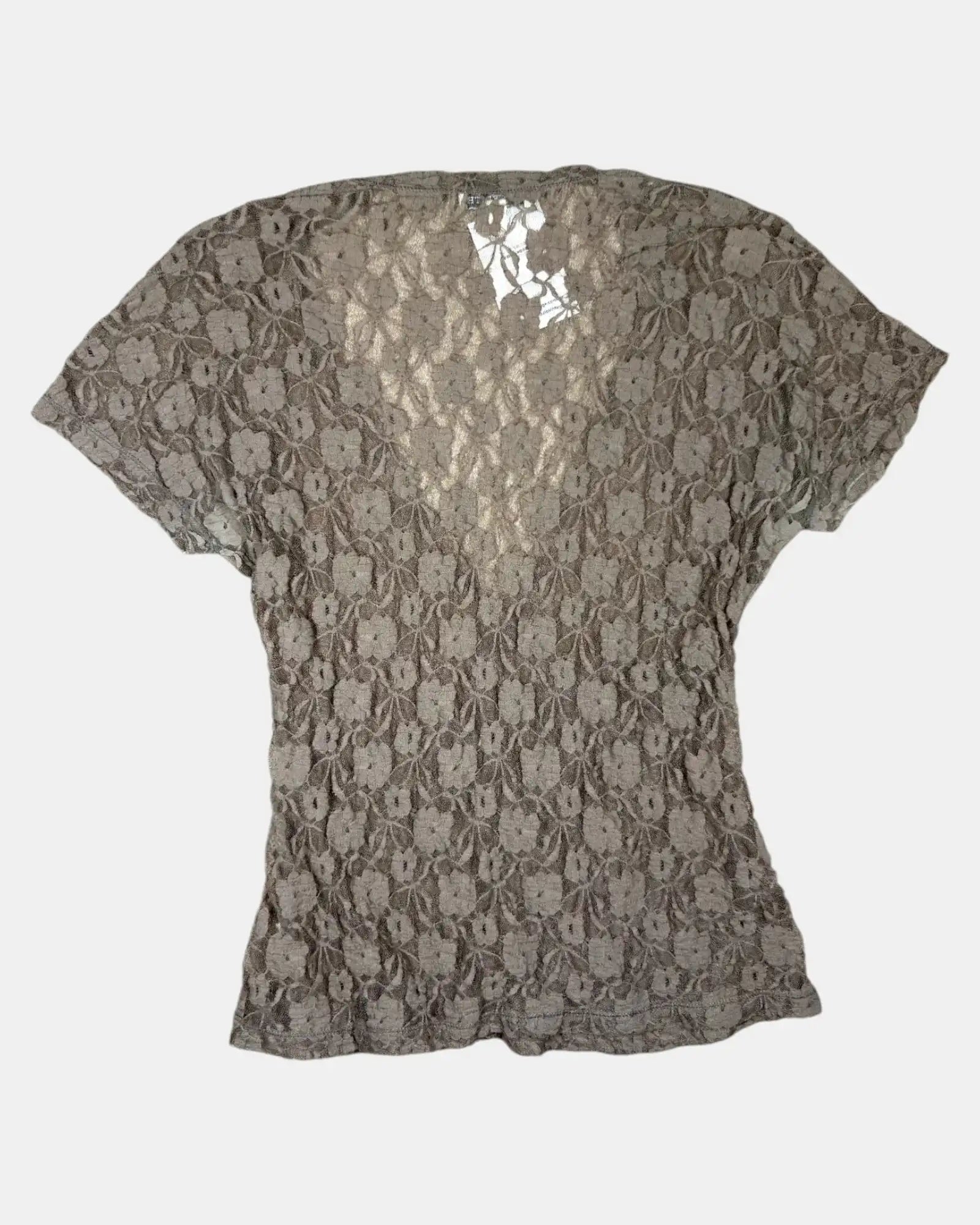 Brown Mesh Lace Wrap Top